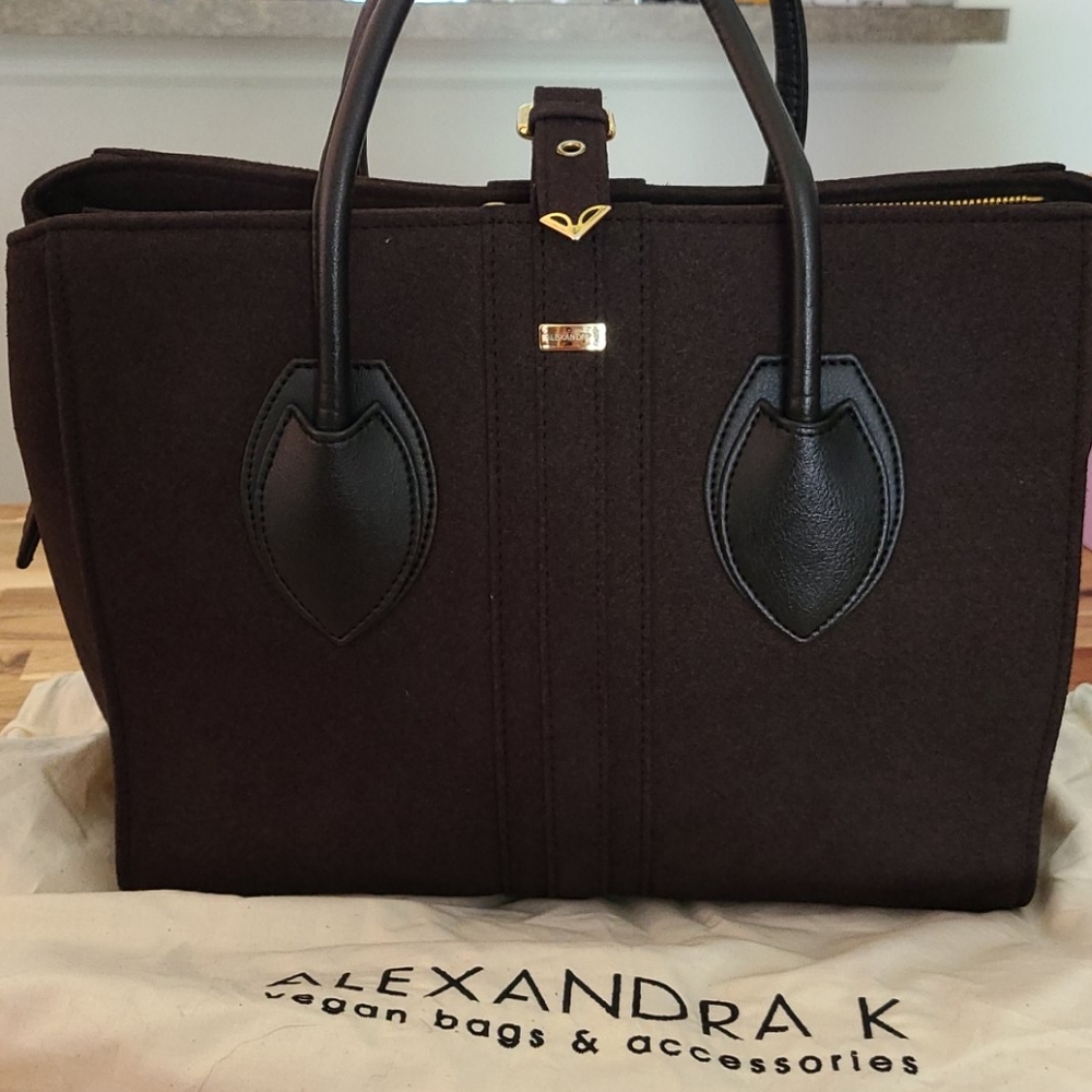 Alexandra K Vegan Suede Black Tote